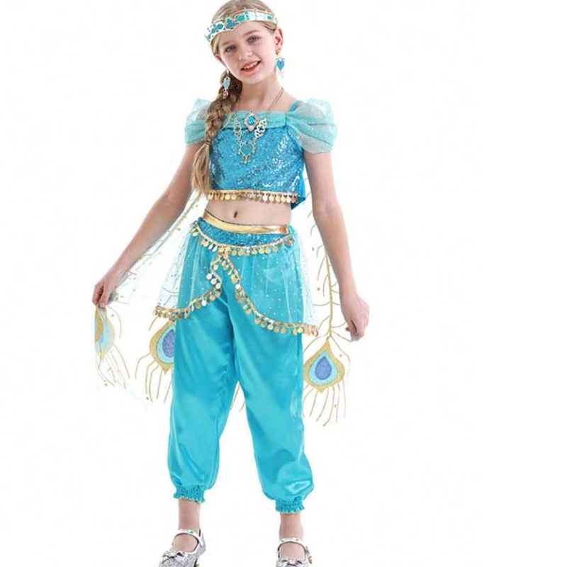 อะนิเมะ Aladdin และ Magic Lamp Aladdin คอสเพลย์เครื่องแต่งกายเจ้าหญิงจัสมินนักเต้นท้องสำหรับเด็กผู้หญิง hcal-001