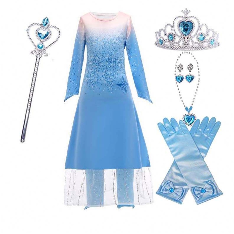 เด็กผู้หญิงเจ้าหญิงน้อยแต่งตัวชุดคอสเพลย์ Elsa Coronation Dress Cossplay HCGD-020