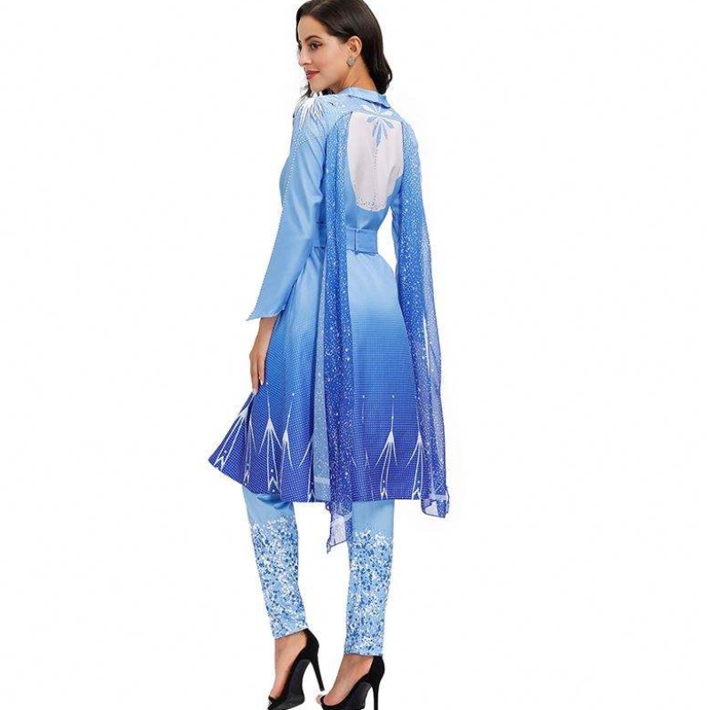 2022 ผู้มาใหม่สำหรับผู้ใหญ่ Snow Queen Elsa Cosplay Halloween Costume Women HCGD-055