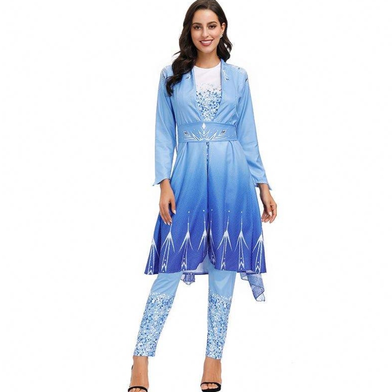 2022 ผู้มาใหม่สำหรับผู้ใหญ่ Snow Queen Elsa Cosplay Halloween Costume Women HCGD-055