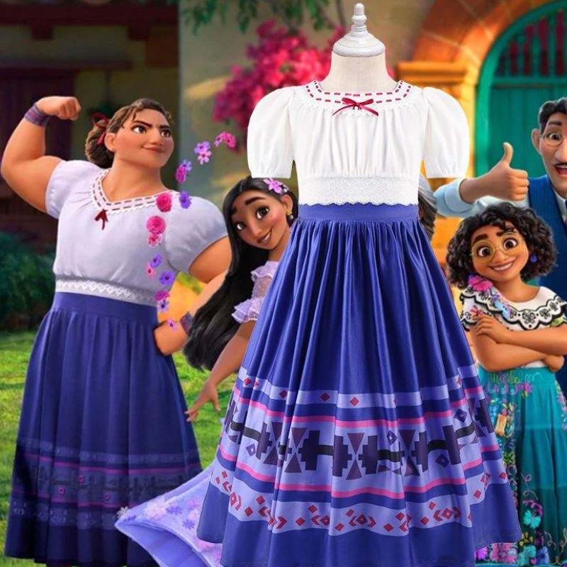 Baige Encanto Movie Mirabel Isabella Pepa Princess Princess เครื่องแต่งกายสำหรับเด็กผู้หญิงชุดการแสดง MFMW011