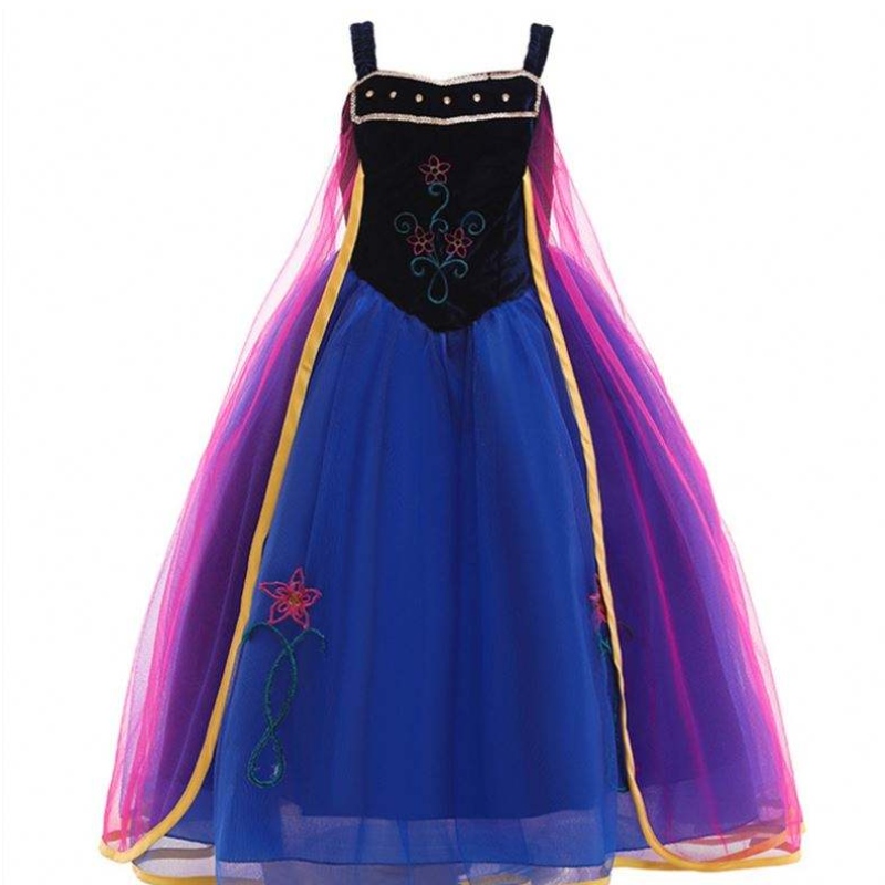 Wholesale Princess Anna Elsa ชุดยาวชุดเด็กปาร์ตี้คริสต์มาสชุดคอสเพลย์ชุดแฟนซีสำหรับสาว L0695