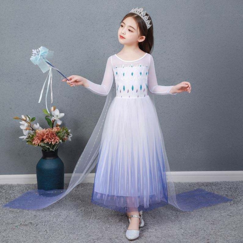 Baige เด็กสาวแฟนซีคอสเพลย์ยาว Cape Cosplay ปาร์ตี้ Princess Elsa ชุดแต่งกาย