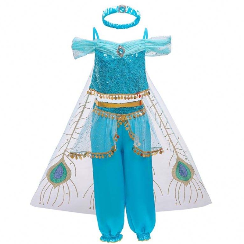 Baige Halloween Princess Jasmine Girl กางเกงยาวกับเสื้อคลุมเด็กเจ้าหญิงแฟนซีชุด BX1638