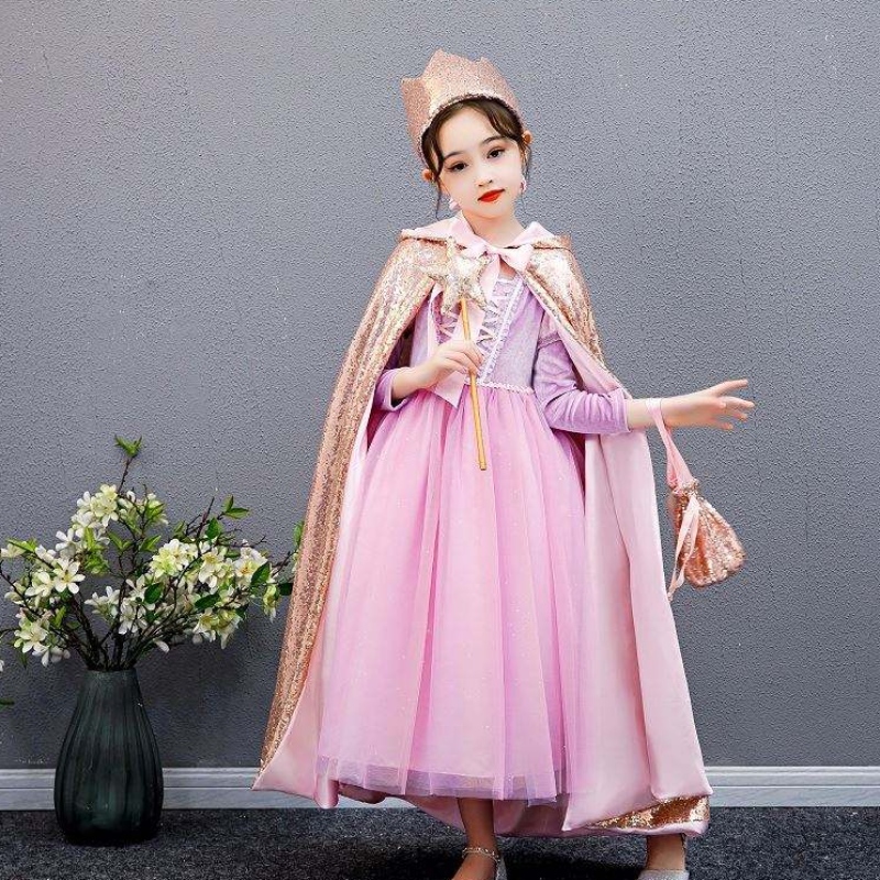 Baige Girl เลื่อม Cape Snow Queen Elsa Anna Costume Halloween Christmas Party For Girls BX211