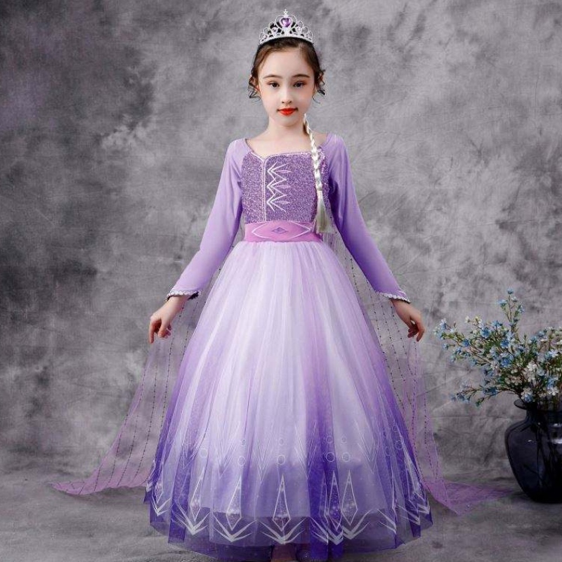 Baige ใหม่ Elsa Costume 2 สาวสาวชุดเจ้าหญิงชุดหิมะราชินีวันเกิดปาร์ตี้แฟนซีคอสเพลย์ชุดแขนยาว