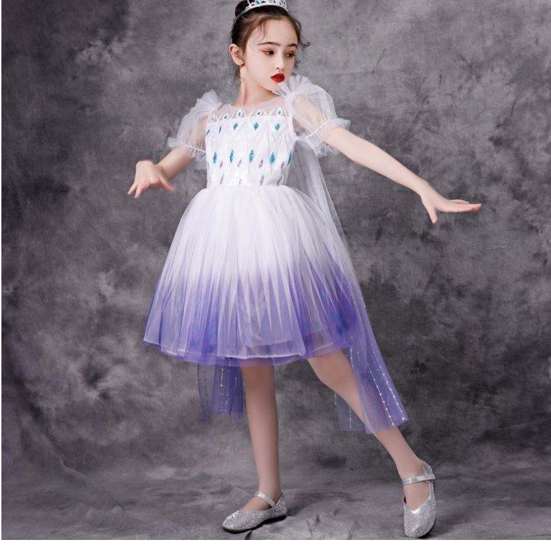 สาวใหม่ Elsa 2 Aisha White Dress Kids Princess Girls Halloween Princess Dress Tutu Summer Wedding Wedding งานวันเกิดปาร์ตี้