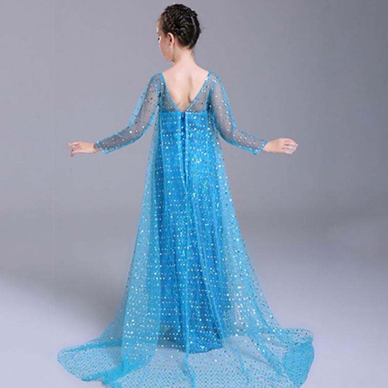 Elsa Dress Kids Girls เครื่องแต่งกาย Snow Queen 2 Elsa Blue Pink ประดับด้วยเลื่อมแขนยาวชุดทีวี&ชุดหนังสำหรับสาว ๆ