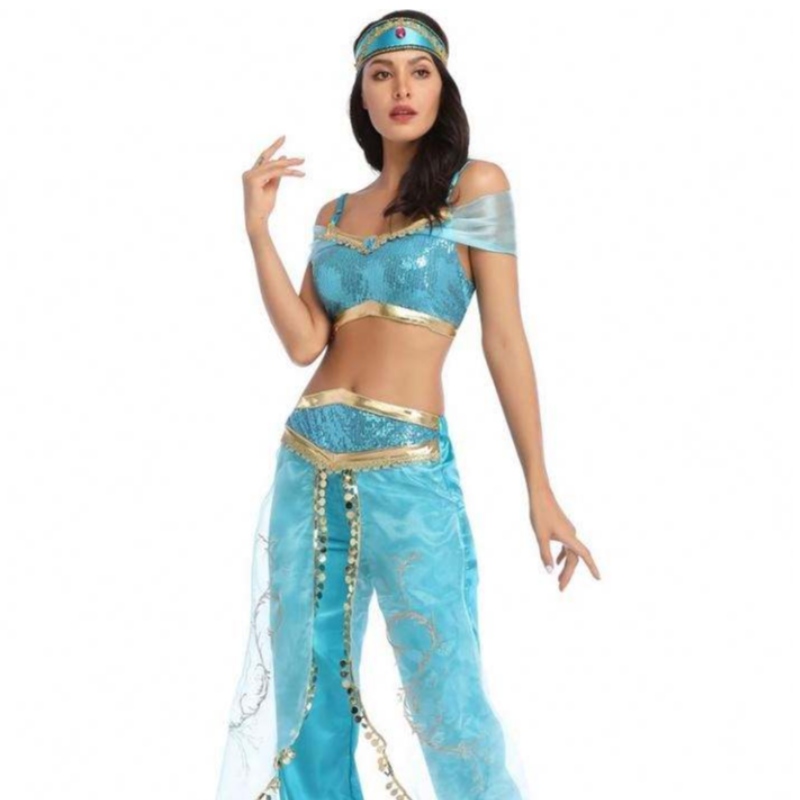 ขายส่งจัสมินเซ็กซี่ Aladdin กางเกงผู้หญิงเครื่องแต่งกายเจ้าหญิงเครื่องแต่งกายผู้ใหญ่อาหรับนักเต้นหน้าท้องเจ้าหญิงจัสมินคอสเพลย์
