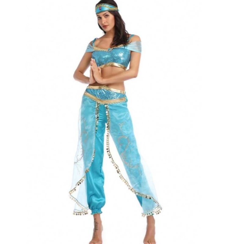 ขายส่งจัสมินเซ็กซี่ Aladdin กางเกงผู้หญิงเครื่องแต่งกายเจ้าหญิงเครื่องแต่งกายผู้ใหญ่อาหรับนักเต้นหน้าท้องเจ้าหญิงจัสมินคอสเพลย์