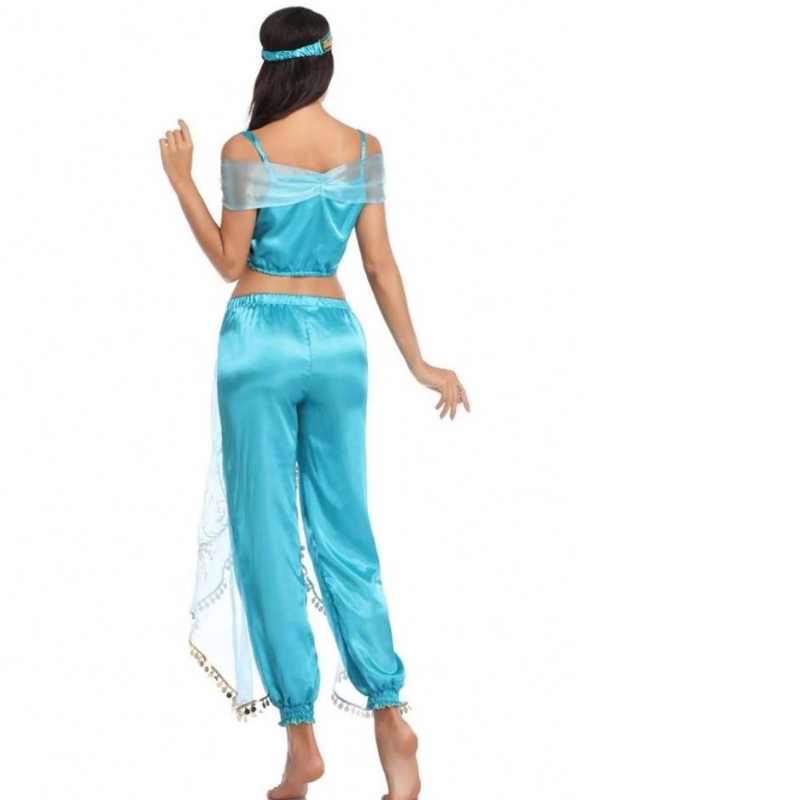 ขายส่งจัสมินเซ็กซี่ Aladdin กางเกงผู้หญิงเครื่องแต่งกายเจ้าหญิงเครื่องแต่งกายผู้ใหญ่อาหรับนักเต้นหน้าท้องเจ้าหญิงจัสมินคอสเพลย์