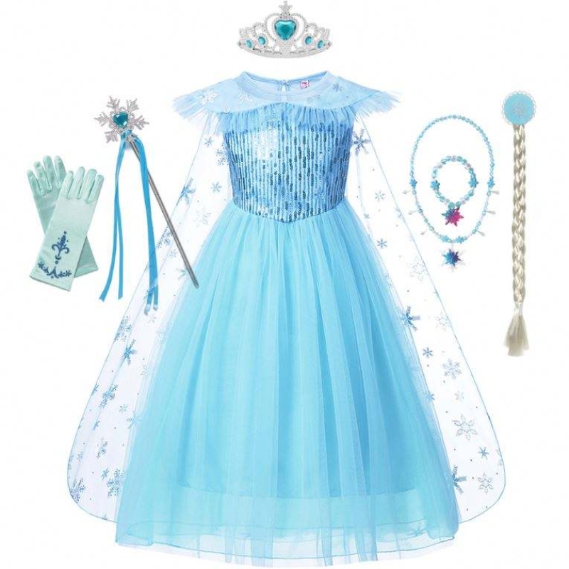 สาว Elsa คอสเพลย์ชุดแฟนซีสาว Snow Halloween งานเลี้ยงวันเกิดเด็กเจ้าหญิงเสื้อผ้าเสื้อคลุม