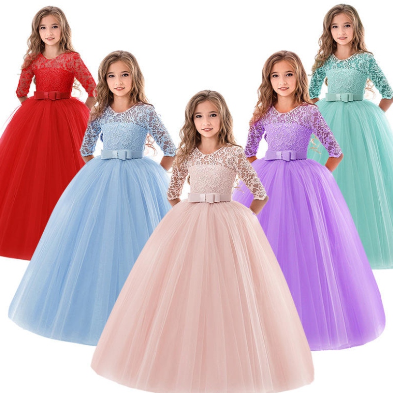 สาววัยรุ่นชุดฤดูร้อนเด็ก ๆ \\\\ s เสื้อผ้าที่สง่างามเจ้าหญิง Long Tulle เด็กผู้หญิงเด็กชุดแต่งงานลูกไม้ชุดแต่งงาน
