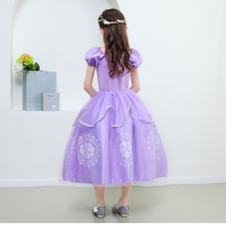 Princess Sofia Dress for Girl เด็กคอสเพลย์แขนเสื้อเดรสเลเยอร์เด็กปาร์ตี้วันเกิดบอลชุดแต่งงานชุดแฟนซีชุดแฟนซีชุดแฟนซี