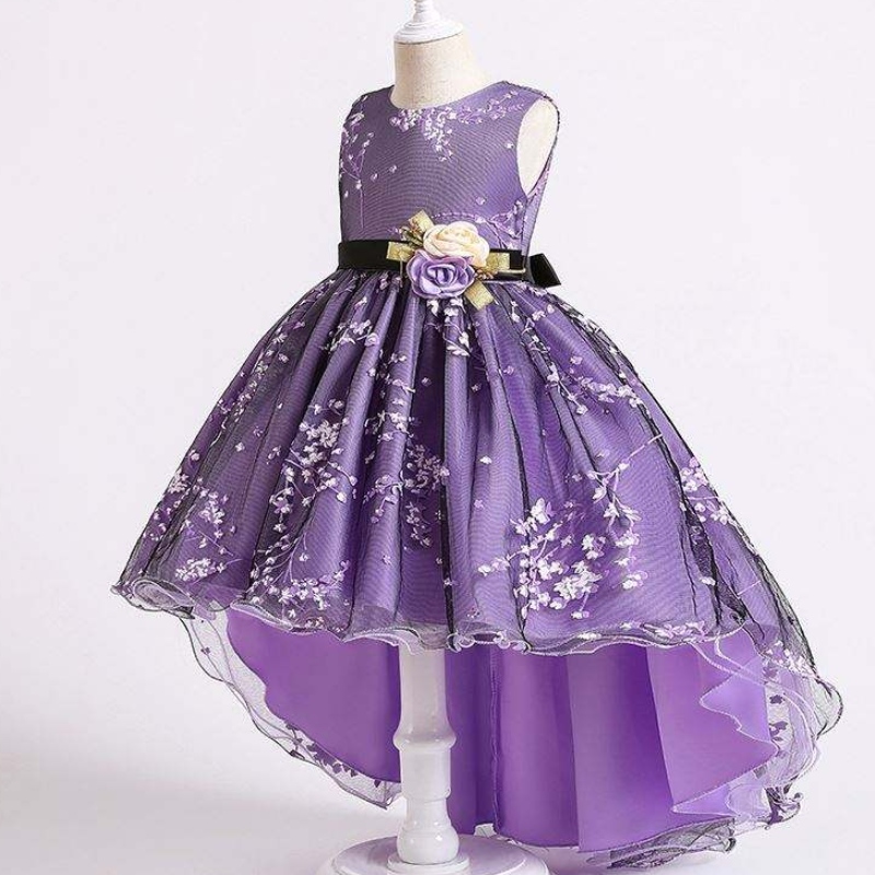 Baige Children Dress Girls Bow Wedding Gown Trailing Western Party Wear อย่างเป็นทางการ Princess Girl \\\\ S Dress 2153