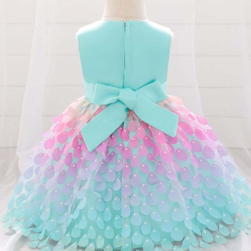 Baige Amazon Top Sale Mermaid Sequin ชุดเด็กเจ้าหญิงสาวปาร์ตี้วันเกิดชุดวันหนึ่ง