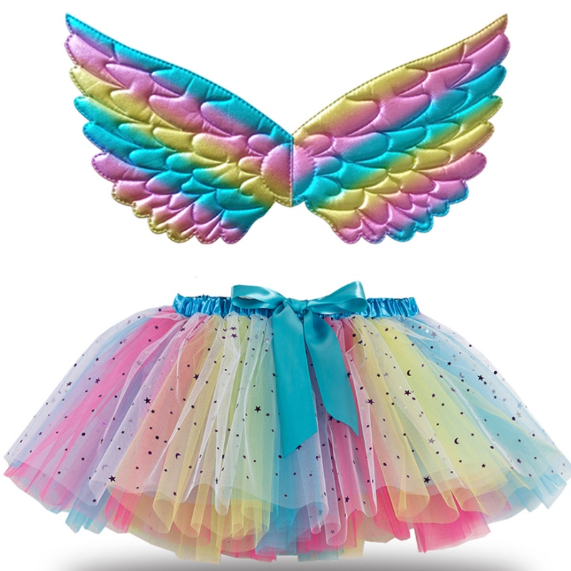 สาวหลายสี TUTU กระโปรงบัลเล่ต์วันเกิดปาร์ตี้ตูตูชุดสาว \\\\ \'กระโปรงเต้นรำสำหรับชุดเจ้าหญิงกับปีก