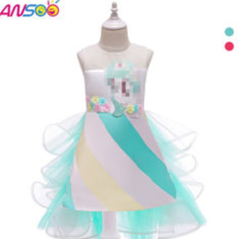 Ansoo Hot Selling Unicorn Rainbow Baby Girl ชุดวันเกิดผ้าฝ้ายสาวชุดเจ้าหญิงปาร์ตี้ชุดสำหรับเด็กผู้หญิง 1-6 ปีชุดตูตู