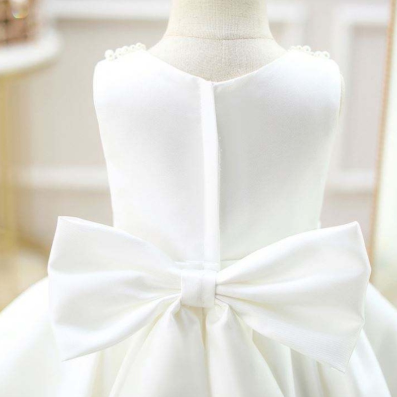baige oem สีขาวแขนเสื้อเด็กเจ้าหญิงชุดเด็กสาวกับชุดลูกปัดสาวลูกปัดชุดเดรส dz004