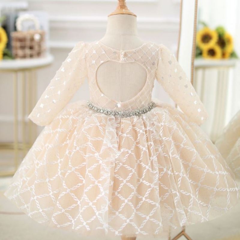Baige Oem Children \\\\ S รามินเดรสเจ้าหญิงสาวปุยเส้นด้ายเปียโนชุดโฮสต์วันเกิด Frock DZ003