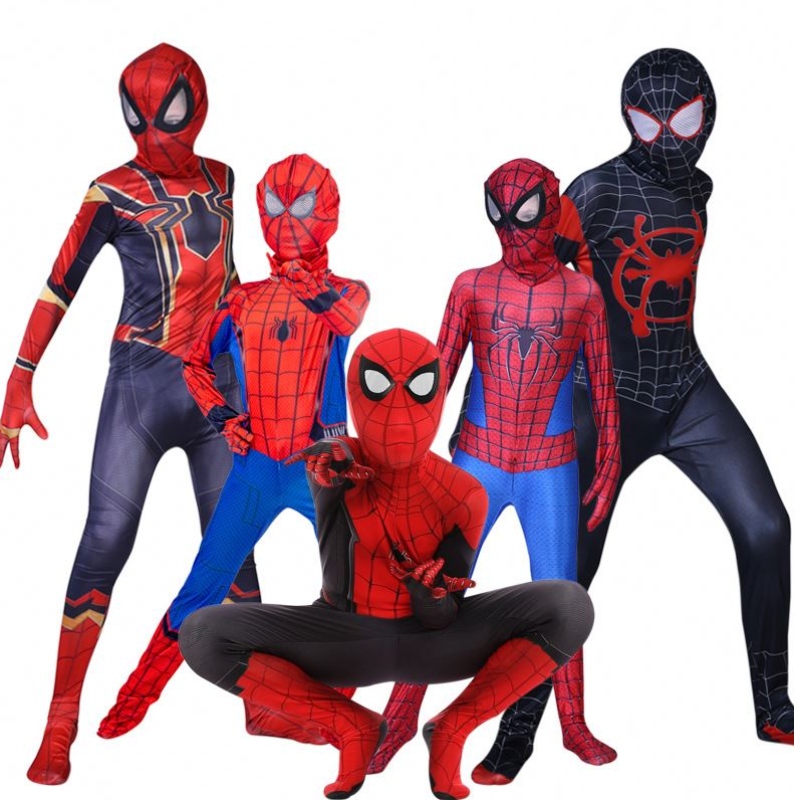 Spider Man Spiderman เครื่องแต่งกาย Fancy Jumpsuit สำหรับผู้ใหญ่และเด็กชุดฮาโลวีนคอสเพลย์ชุดสีดำสแปนเด็กซ์ 3D คอสเพลย์