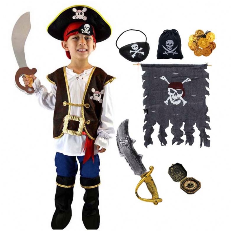 ชุดคอสเพลย์ Halloween ชุดเด็กผู้ชาย Pirate Pirate สำหรับเด็กที่มีหมวก DGHC-080