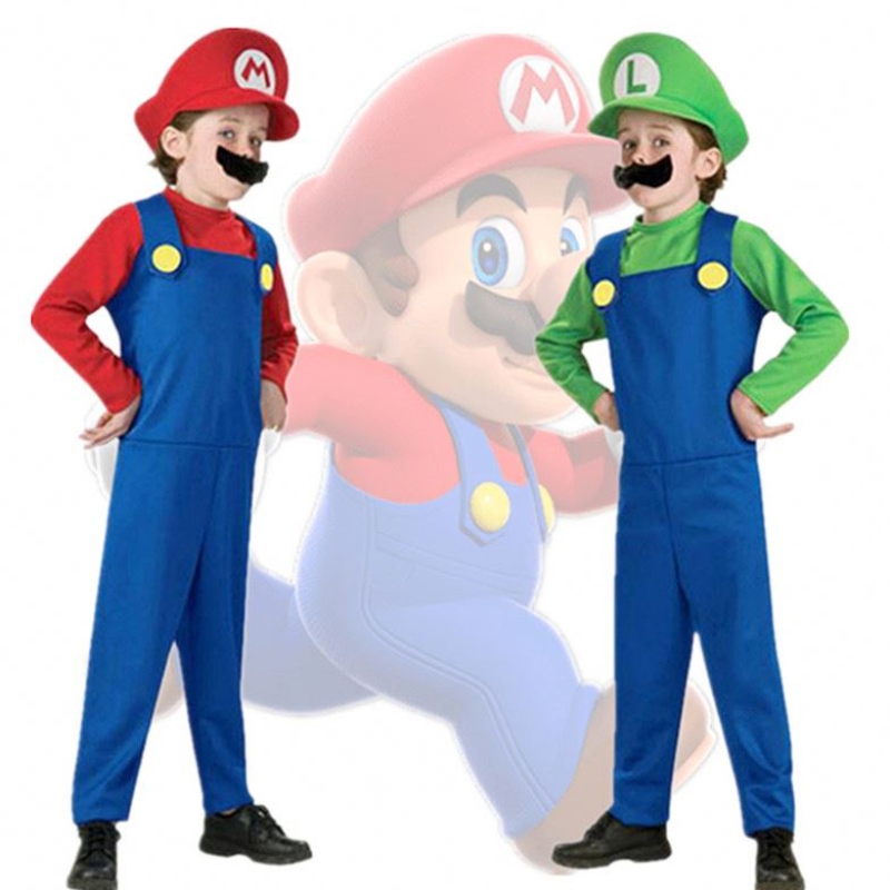 เด็ก 4-12Y Super Mari Bros คอสเพลย์ชุดสูทชุดเด็กสาวฮาโลวีนอะนิเมะแฟนตาซี Romper Luigi Brothers ชุดหมวกชุด