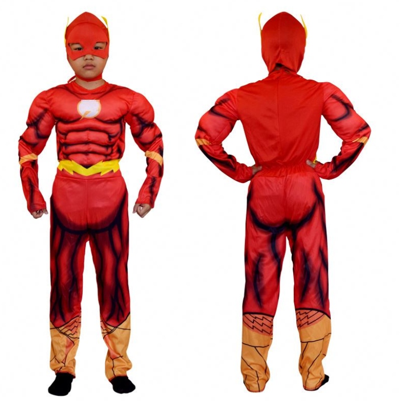 Boy \\\\ s Deluxe Flash Costume ชุดแฟนซีเด็กแฟนตาซีการ์ตูนภาพยนตร์ Carnival Party Halloween Flashman คอสเพลย์เครื่องแต่งกาย