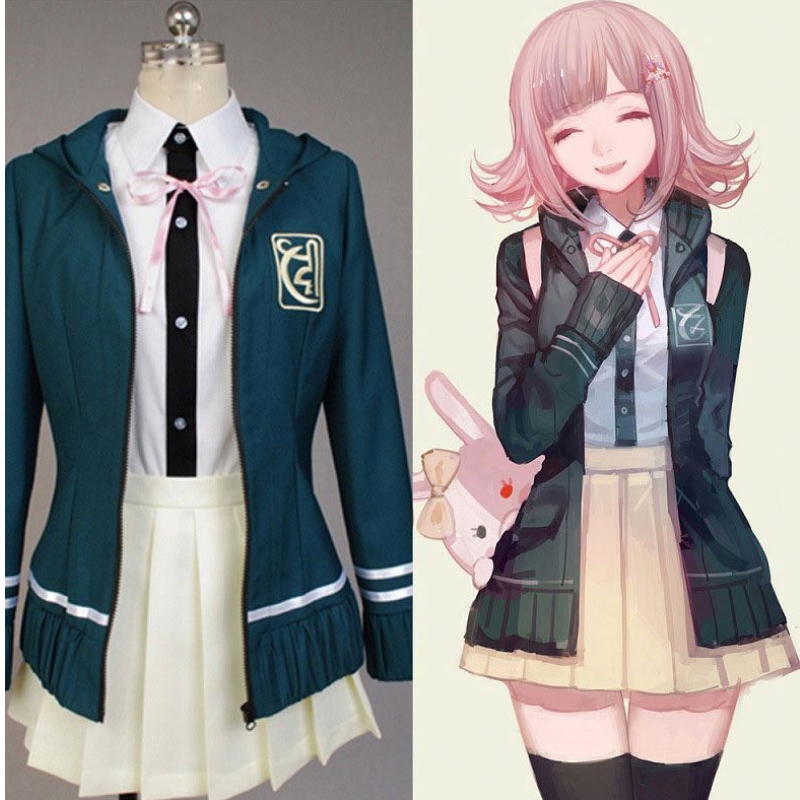 นักเรียนมัธยมปลายชุดอนิเมะ Danganronpa Nanami Chiaki คอสเพลย์ชุดกระโปรงสั้นแขนยาว loli กระโปรง